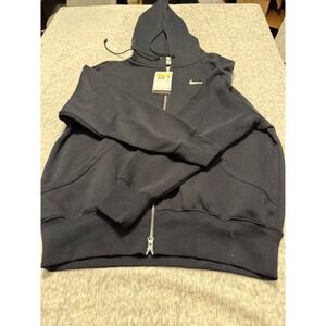 Nike Women Full Zip Hooded Sweatshirt Hoodie‎ Black Casual Athletic Size Medium